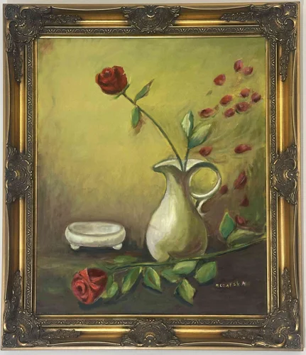 dazu-obraz-olejny-opadajace-platki-roz-w-zlotej-ramie-793700